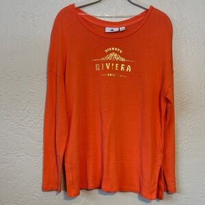 Walt Disney World Disney Riviera Resort Orange Pullover  Gold Logo L